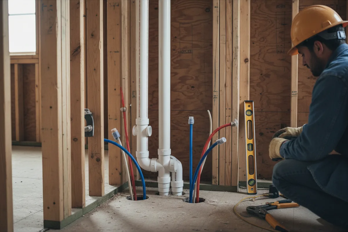 Drain and supply rough-in during Garbage Disposal Repair in Selbyville